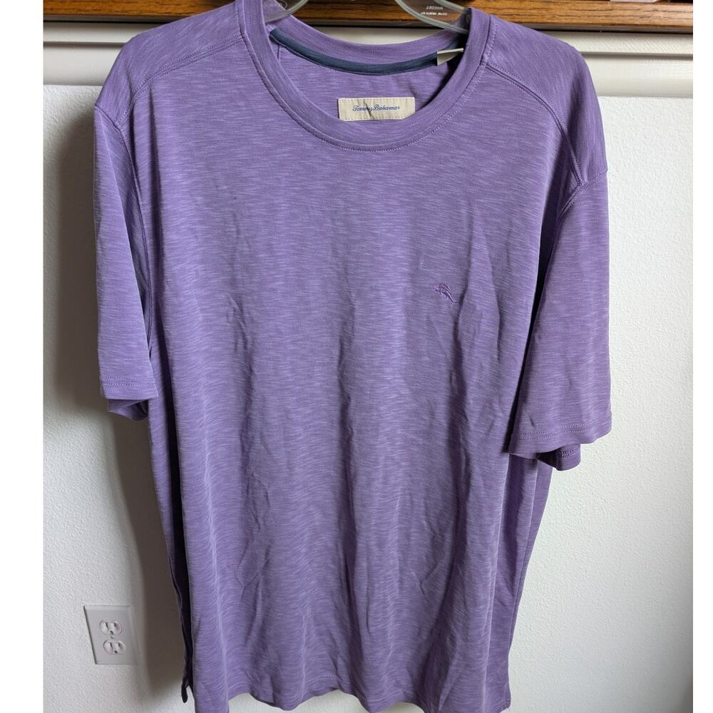 Tommy Bahama Crew Neck TENCEL Short Sleeve Purple Plum Shirt Top XXL